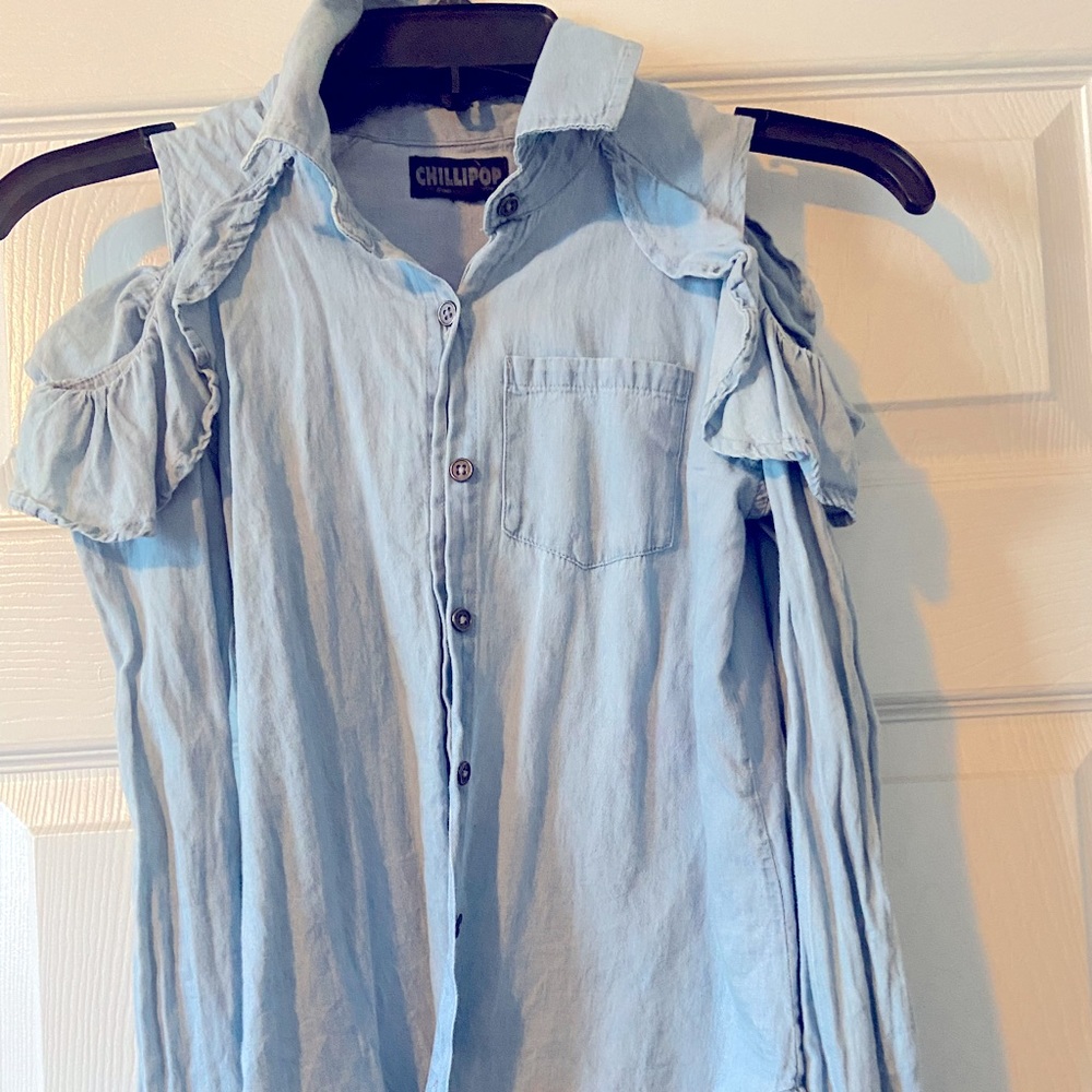 Jean open shoulder shirt